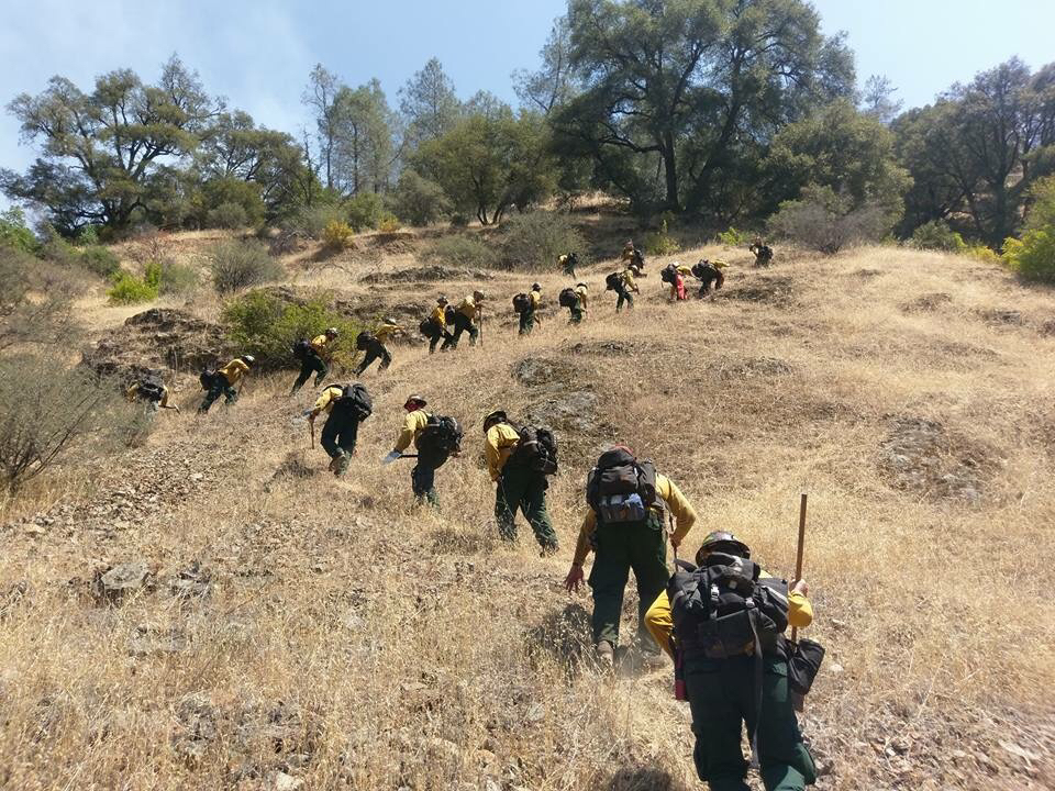 GFP Wildfire Personnel Hand Crew Hiking Uphill Switchbacks
